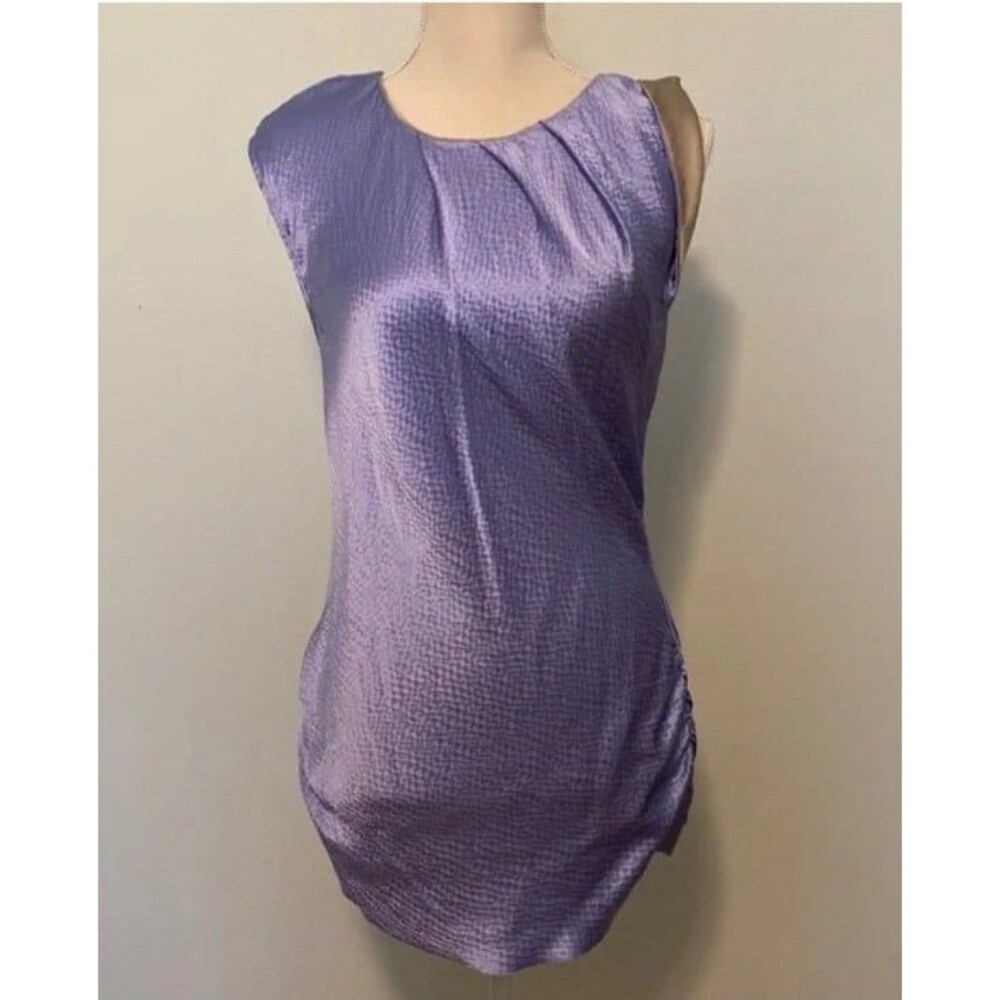 Lilac Poleci Silk Mini Dress Color Purple & Tan Size 2 Small Gorgeous Elegant‎